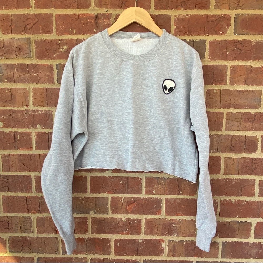 John Galt Brandy Melville Gray Crop Alien sweatshirt